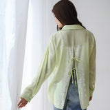 Open Back Lace Shirt- Sage