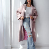 Teddy Long Coat in pink