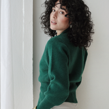 Cropped Knit Cardigan-Olive