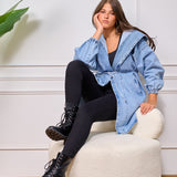 hooded denim jacket - Light blue