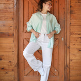 Bloom Linen shirt- Pastel Mint