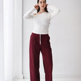 Loose Fit Pants-Burgundy