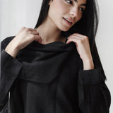 Scarf Collar Shirt- Black