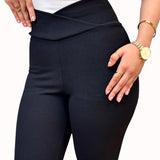 Cross waisted flare pants - Black