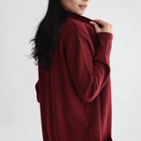 Oversized Longline Cardigan-Burgundy