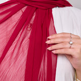 PLAIN CHIFFON SCARF-BURGUNDY