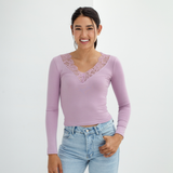 Lace V-Neck Long Sleeve Top
