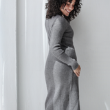 Longline Knit Cardigan-Dark Gray