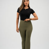 High-Waisted Flare pants-olive