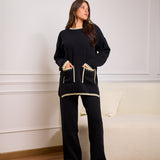 Knit Set with Front Pockets - Black