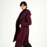 Wool Hooded coat-Burgundy