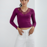 Lace V-Neck Long Sleeve Top