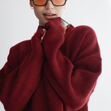 The Lace Sweater-Burgundy