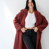Teddy Long Coat in burgundy