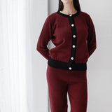 Sleek Comfort Knit Set- Burgundy