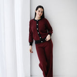 Sleek Comfort Knit Set- Burgundy