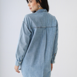 Longline Denim Shirt- light blue