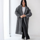 Teddy long coat in gray