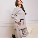 Knit Set with Front Pockets - Gray