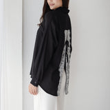 Open Back Lace Shirt- Black
