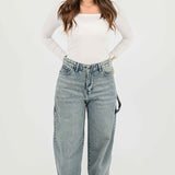 Loose Fit Vintage Wash Jeans