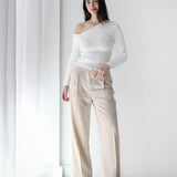 Loose Fit Pants-Light beige