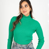 High neckline top - green