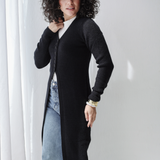 Longline Knit Cardigan-Black