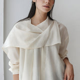 Scarf Collar Shirt- Beige