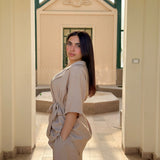 Short sleeve set in beige