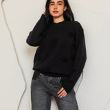 Bloomy Knit Sweater- Black