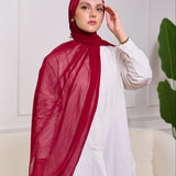 PLAIN CHIFFON SCARF-BURGUNDY