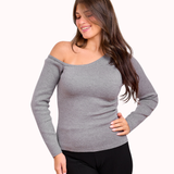One shoulder basic top- Dark gray