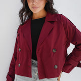 cropped trench coat - Burgundy