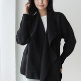 Wrap Cape Cardigan-Black