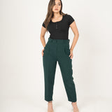 High waist tailored pants-olive