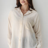 Open Back Lace Shirt- Beige