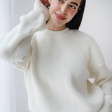 Soft Rib Knit Sweater- Off white