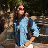 Wide Sleeve Denim Shirt