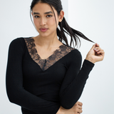 Lace V-Neck Long Sleeve Top