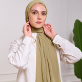 PLAIN CHIFFON SCARF-DARK OLIVE