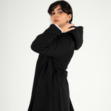 Wool Hooded coat-Black