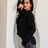 Bloomy Knit Sweater- Black