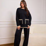 Knit Set with Front Pockets - Black