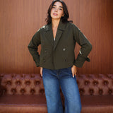 cropped trench coat - Olive