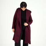 Wool Hooded coat-Burgundy