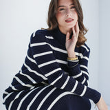 Striped knit dress - Navy