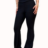 Cross waisted flare pants - Black