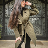 ‘Wendy’ water-repellent trench coat-Olive