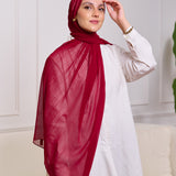 PLAIN CHIFFON SCARF-BURGUNDY